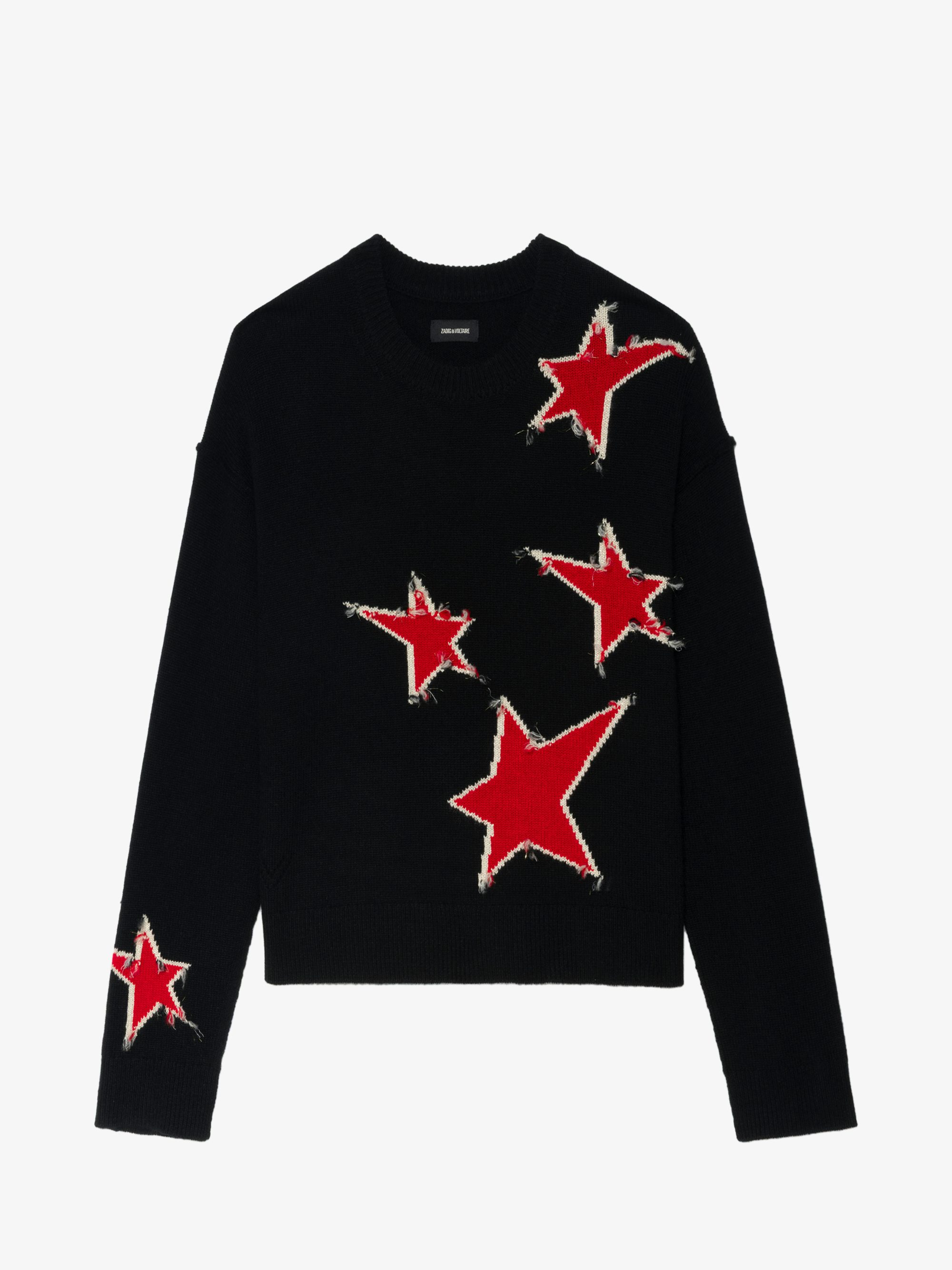 Markuz Jumper 100% Cashmere - Round neck jumper with star worn effect.